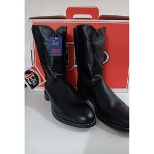 Justin Black Kipskin Classic Leather 10" Roper Boots Size 13 D Style# 3133 READ